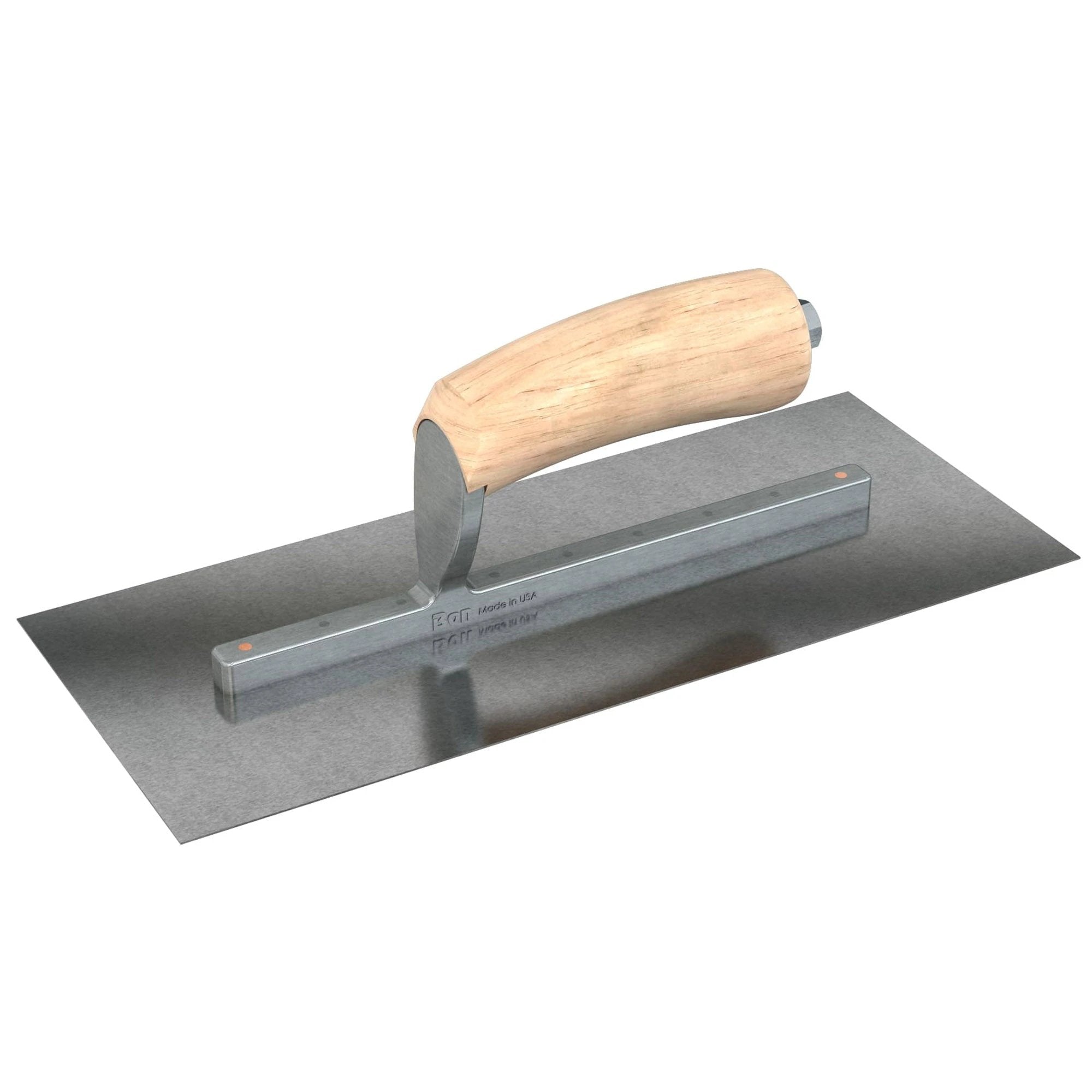 Bon Tool Carbon Steel Square End Finish Trowel - Camel Back Wood Handle
