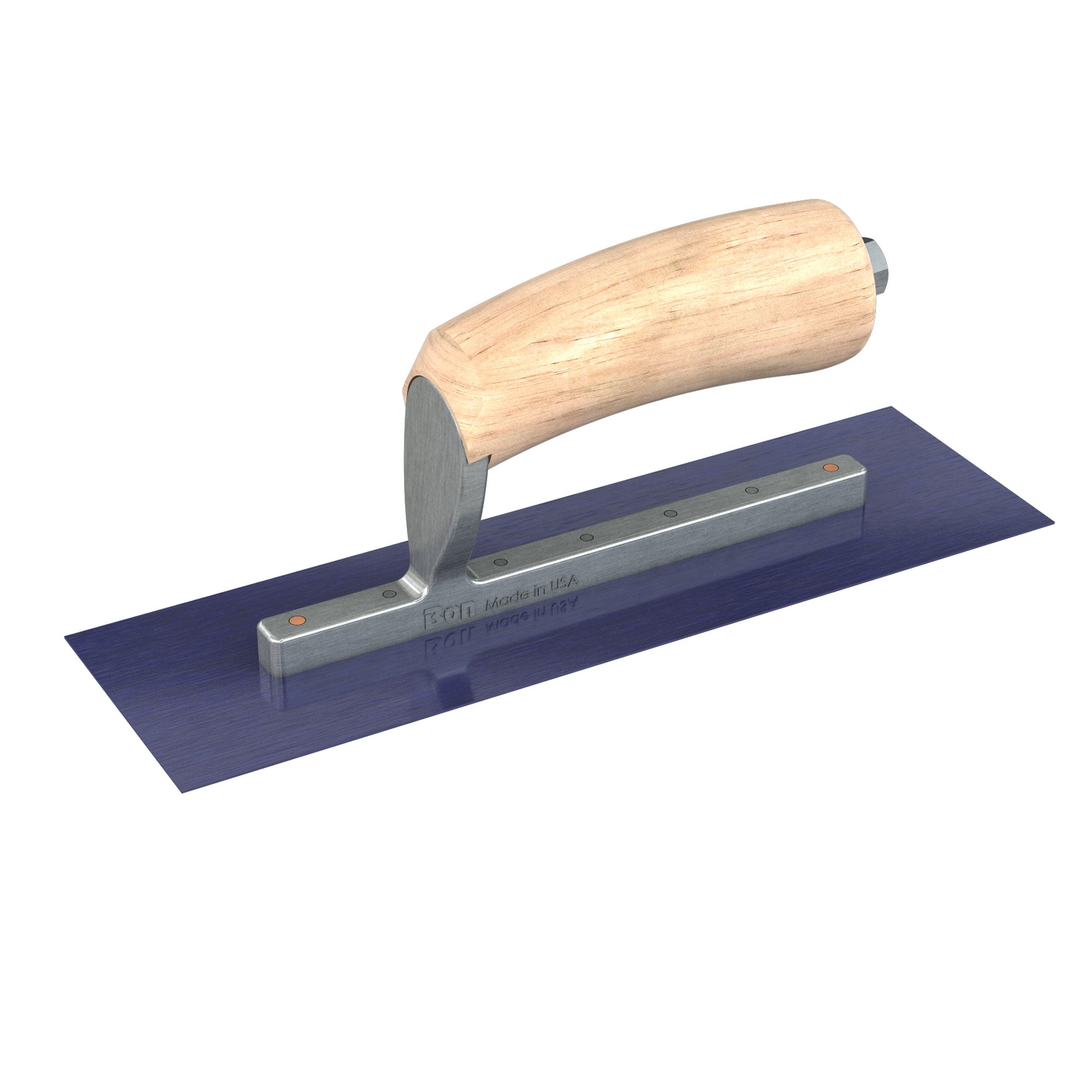 Bon Tool Ultra Flex Blue Steel Square End Finish Trowel - Camel Back Wood Handle