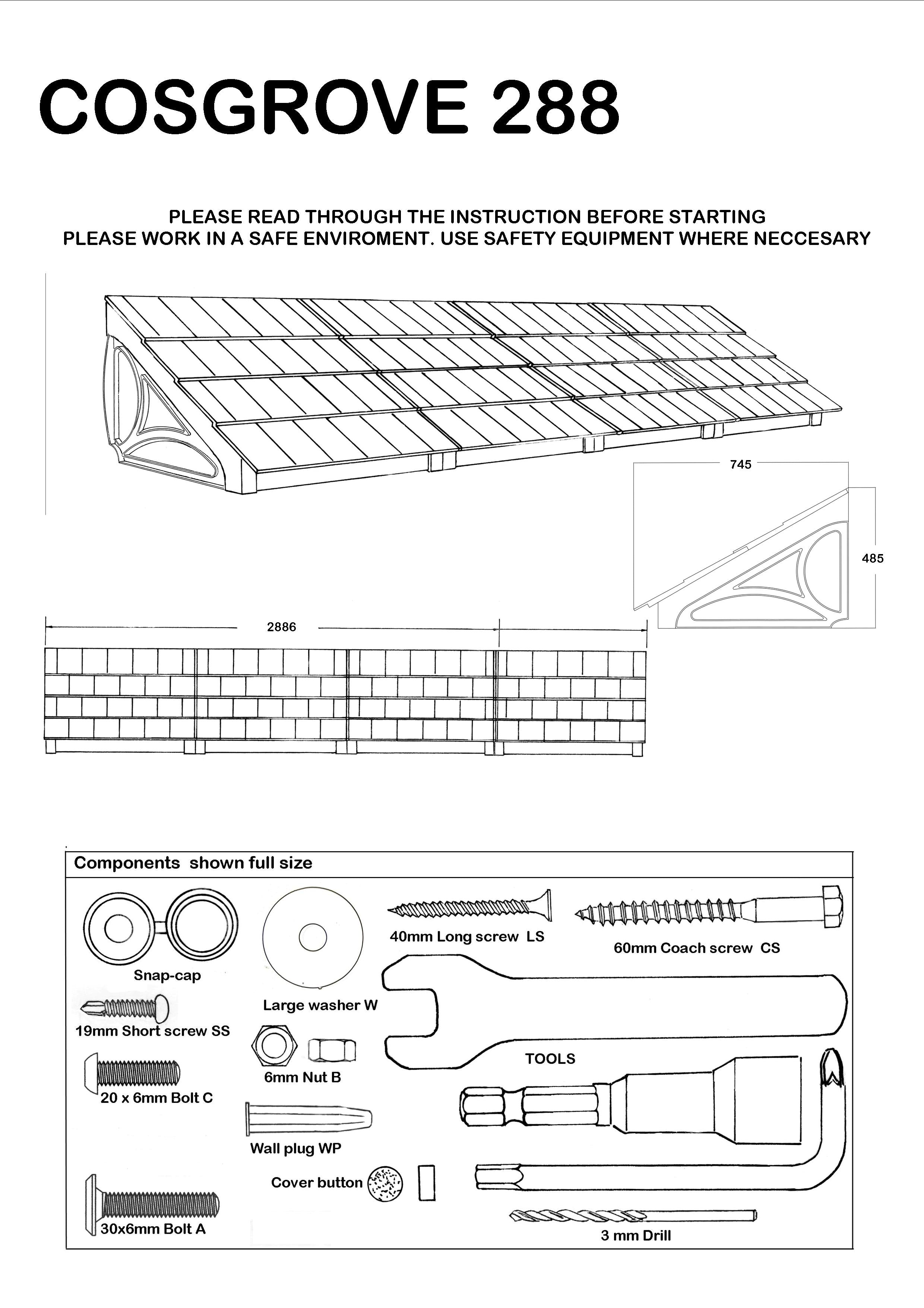 Cosgrove Lean-To Door Canopy - Flat Pack Porch Canopy