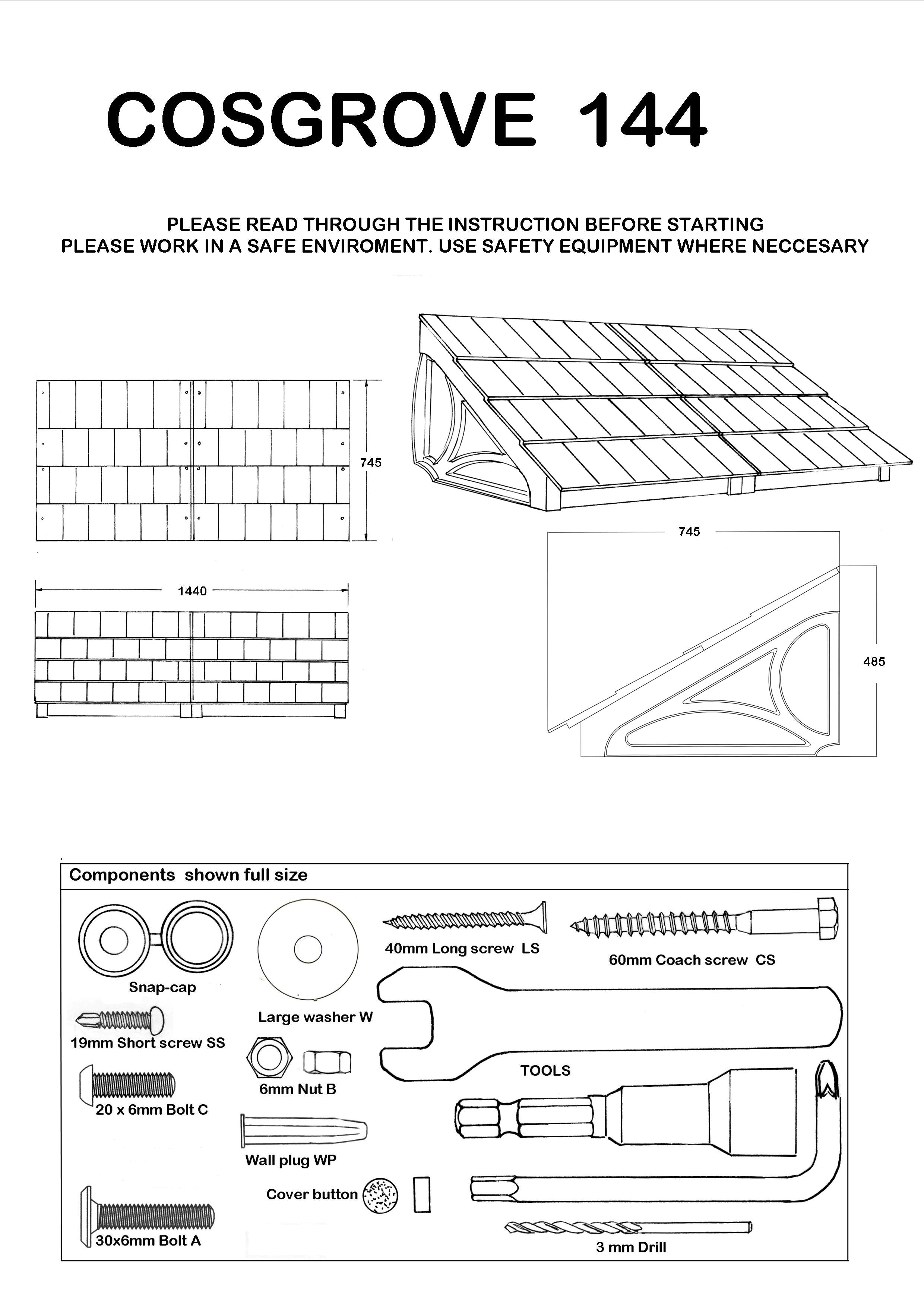 Cosgrove Lean-To Door Canopy - Flat Pack Porch Canopy