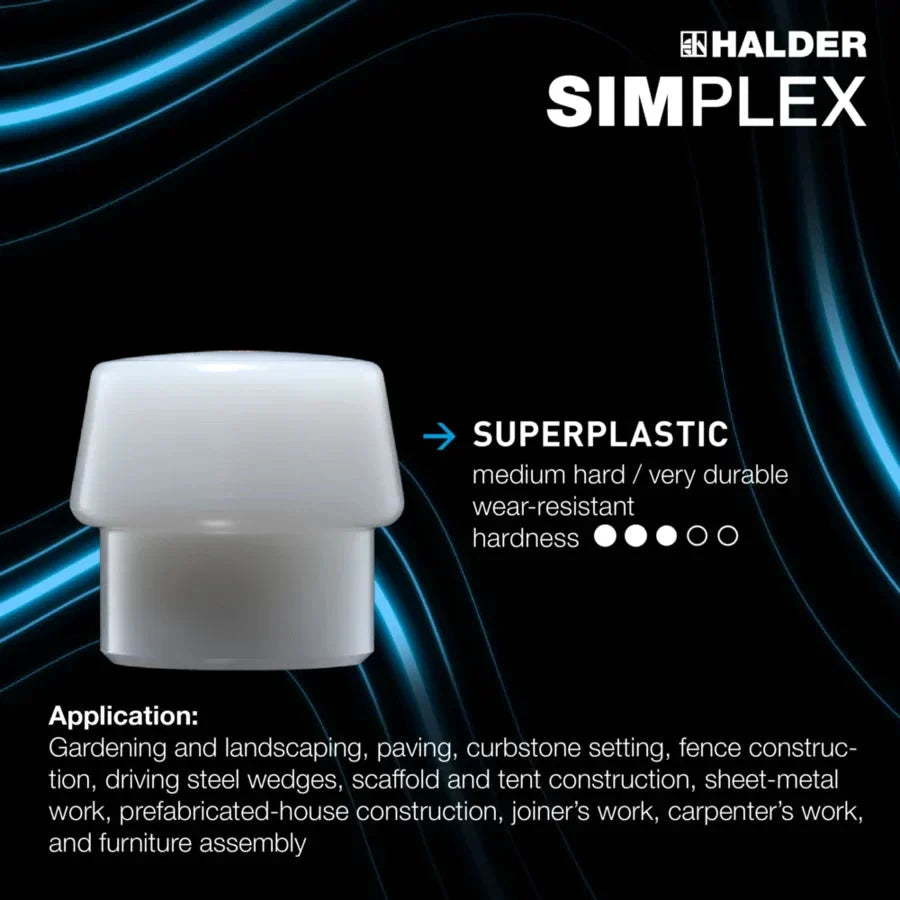 Halder Simplex soft-face sledge hammer, cast iron housing - Rubber composition / Superplastic