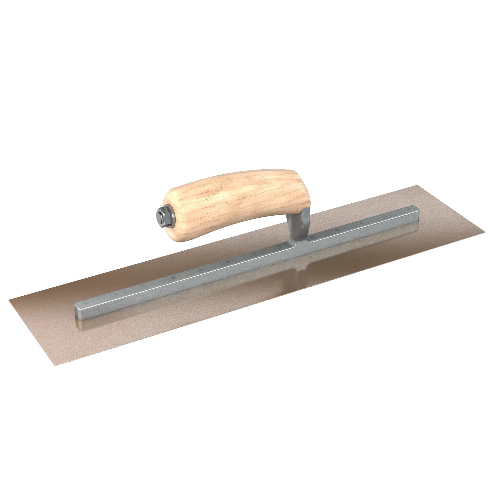 Bon Tool Golden Stainless Steel Square End Finish Trowel - Long Shank - Camel Back Wood Handle