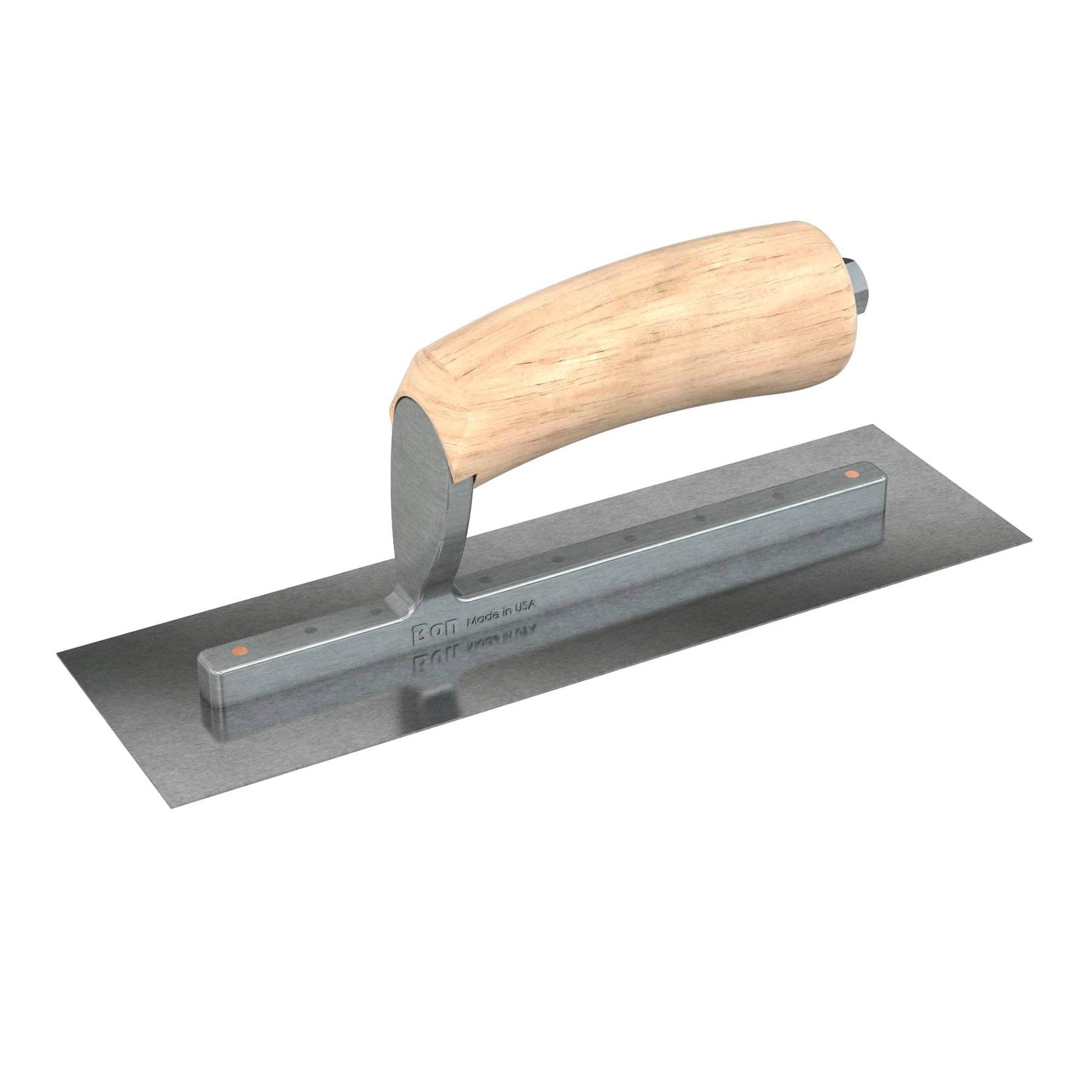 Bon Tool Carbon Steel Square End Finish Trowel - Camel Back Wood Handle