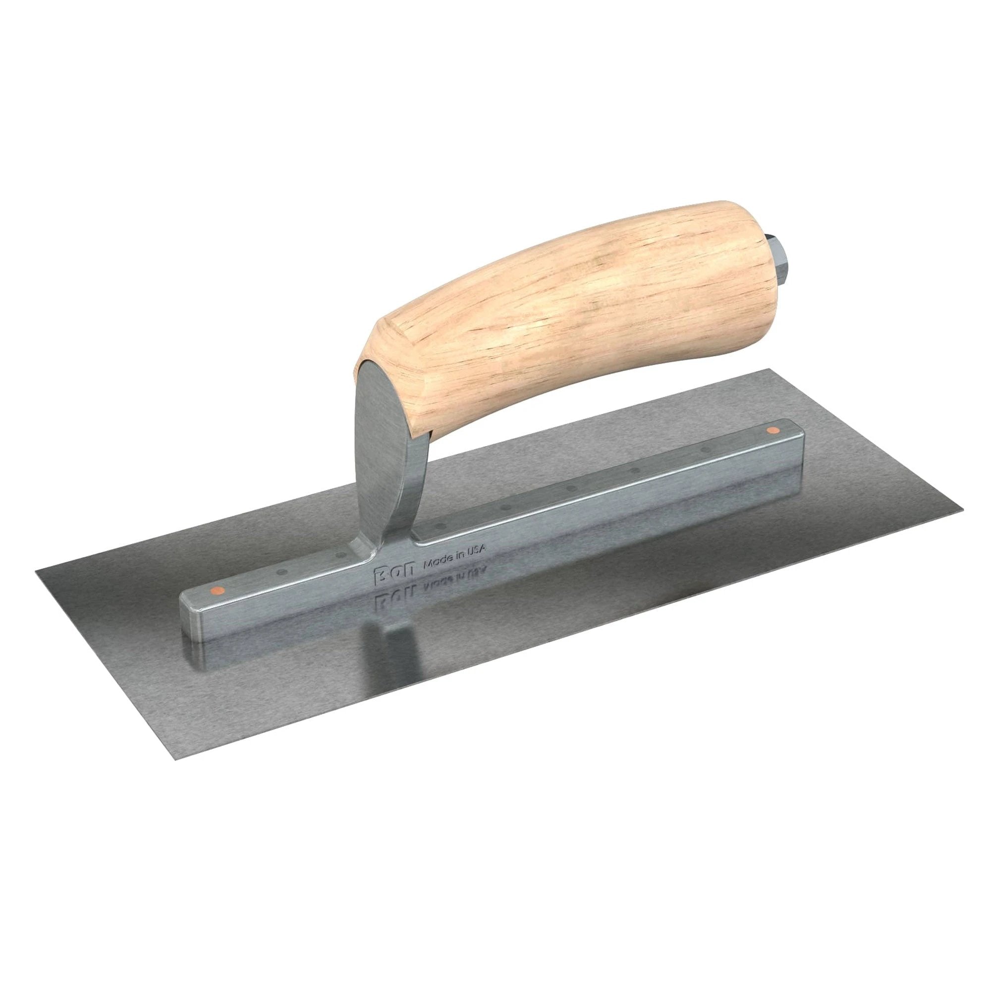 Bon Tool Carbon Steel Square End Finish Trowel - Camel Back Wood Handle