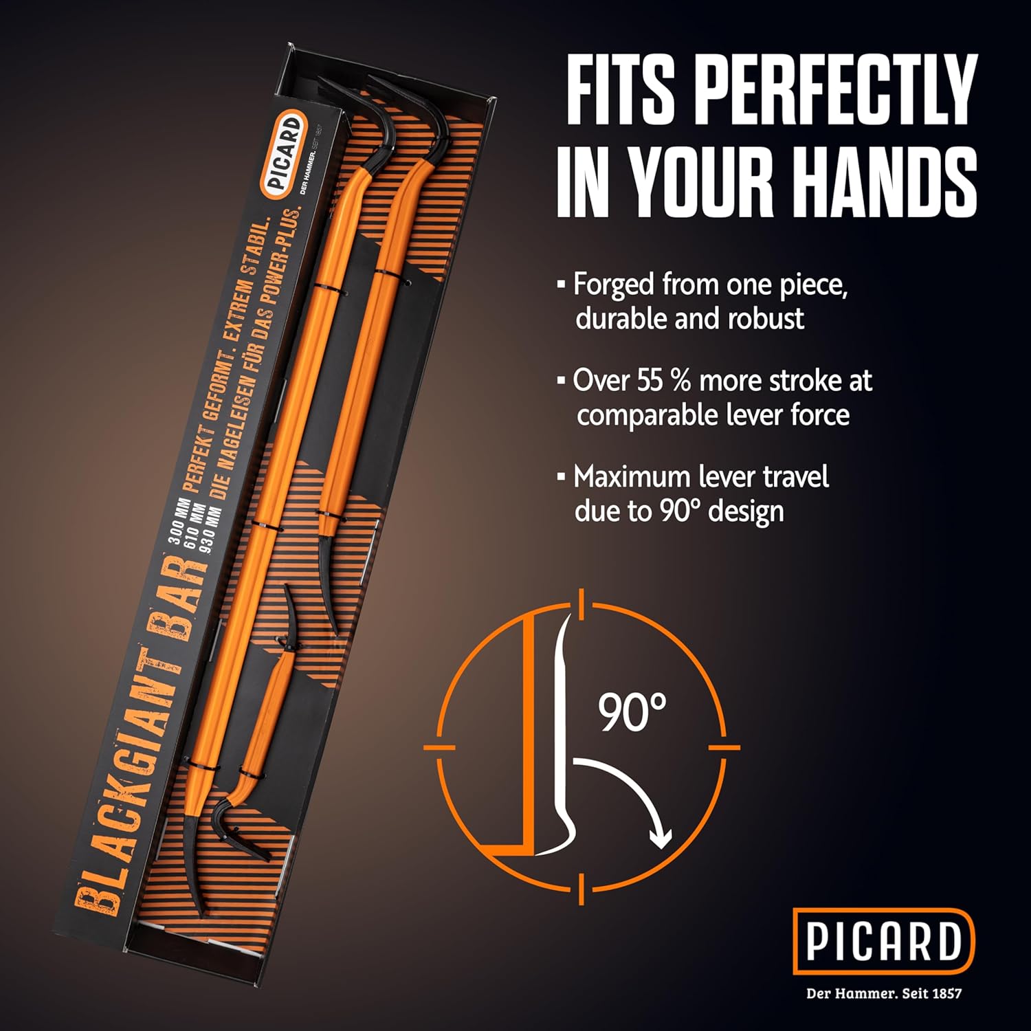 Picard BlackGiant Pry Bar Heavy-Duty Forged Steel