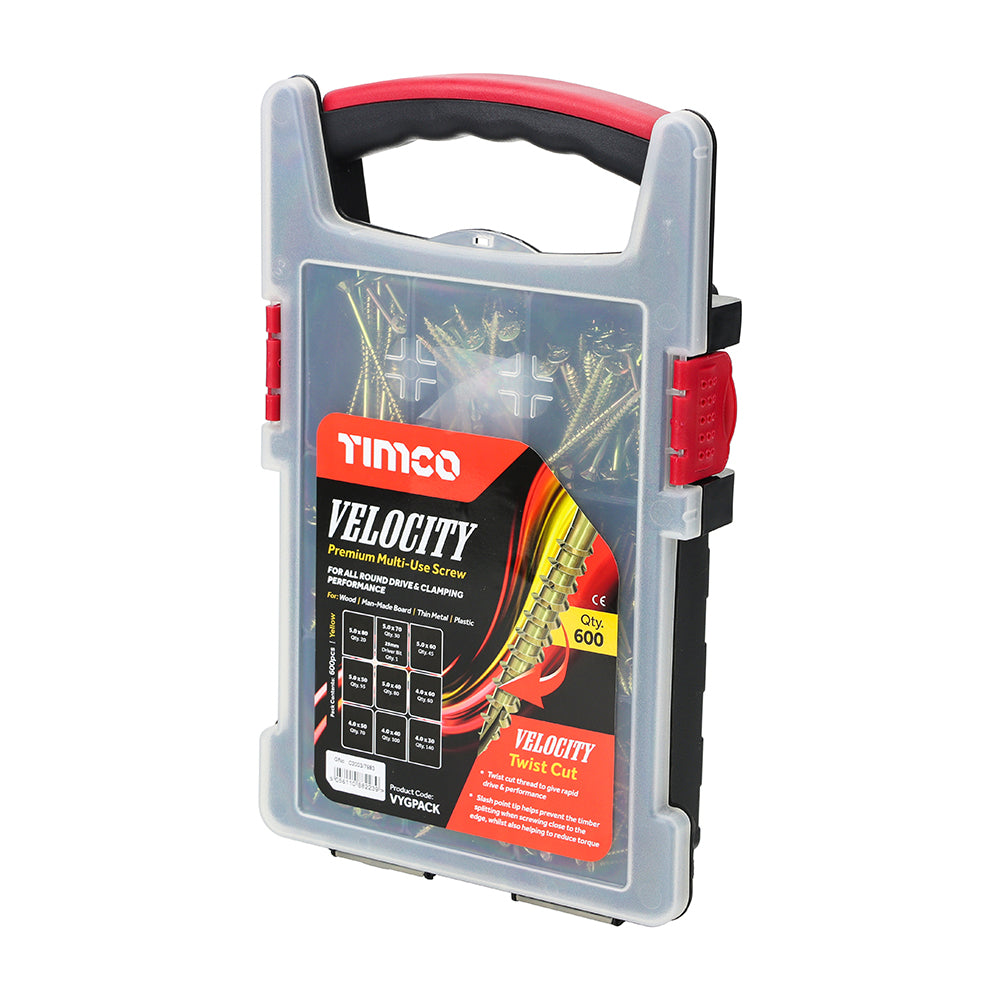 TIMCO Velocity Premium Multi-Use Screws – Grab Pack – PZ – Double Countersunk – Yellow