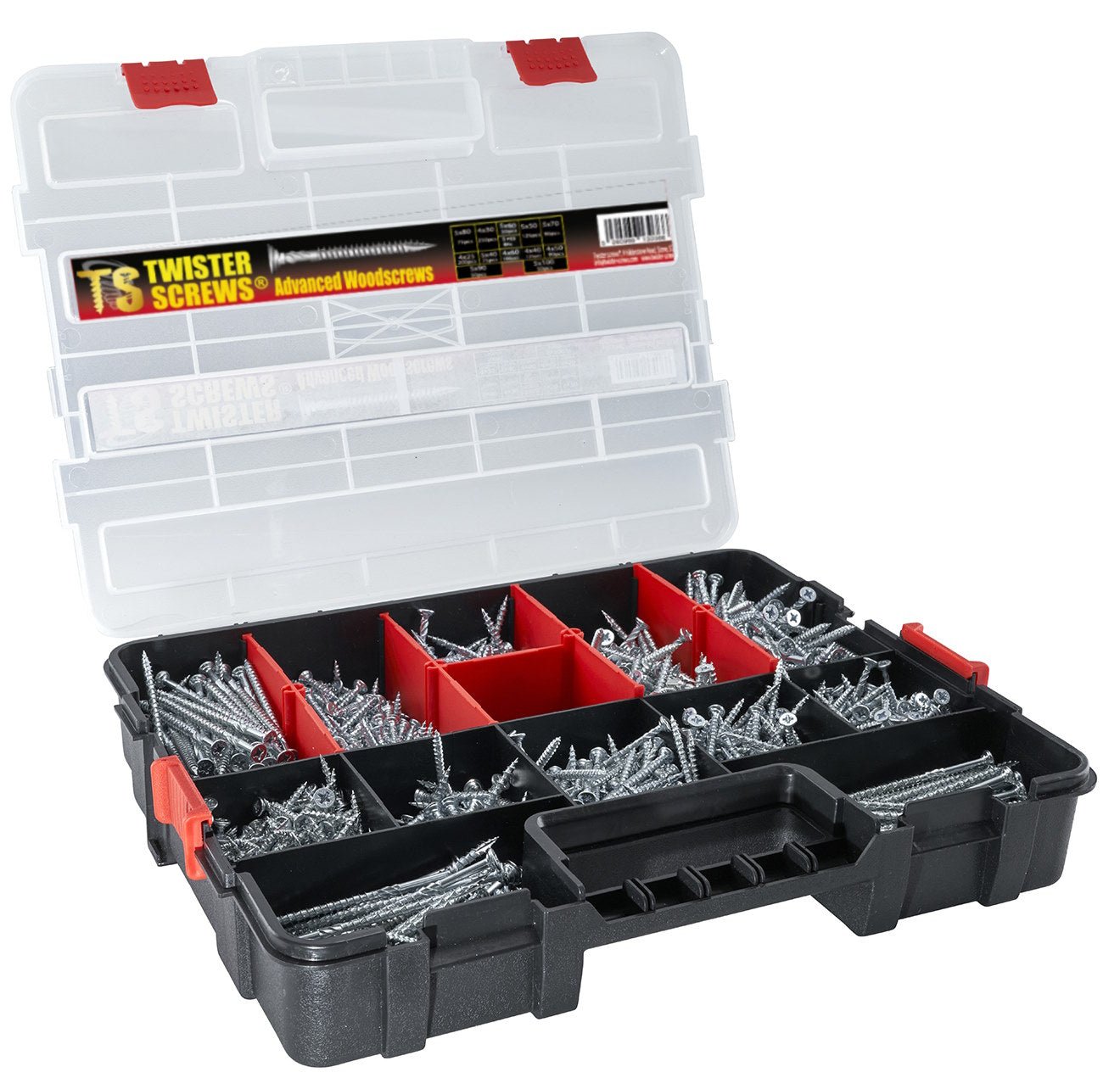 Twister Screws MultiBox 1,280 Piece Zinc-Coated Wood Screws